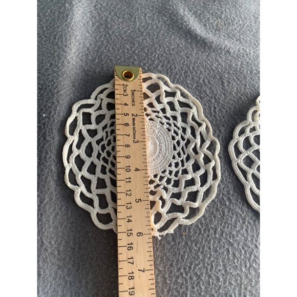 Handmade White Crochet Doily Set of Two For Home Decor & Craft Projects - Picture 8 of 12